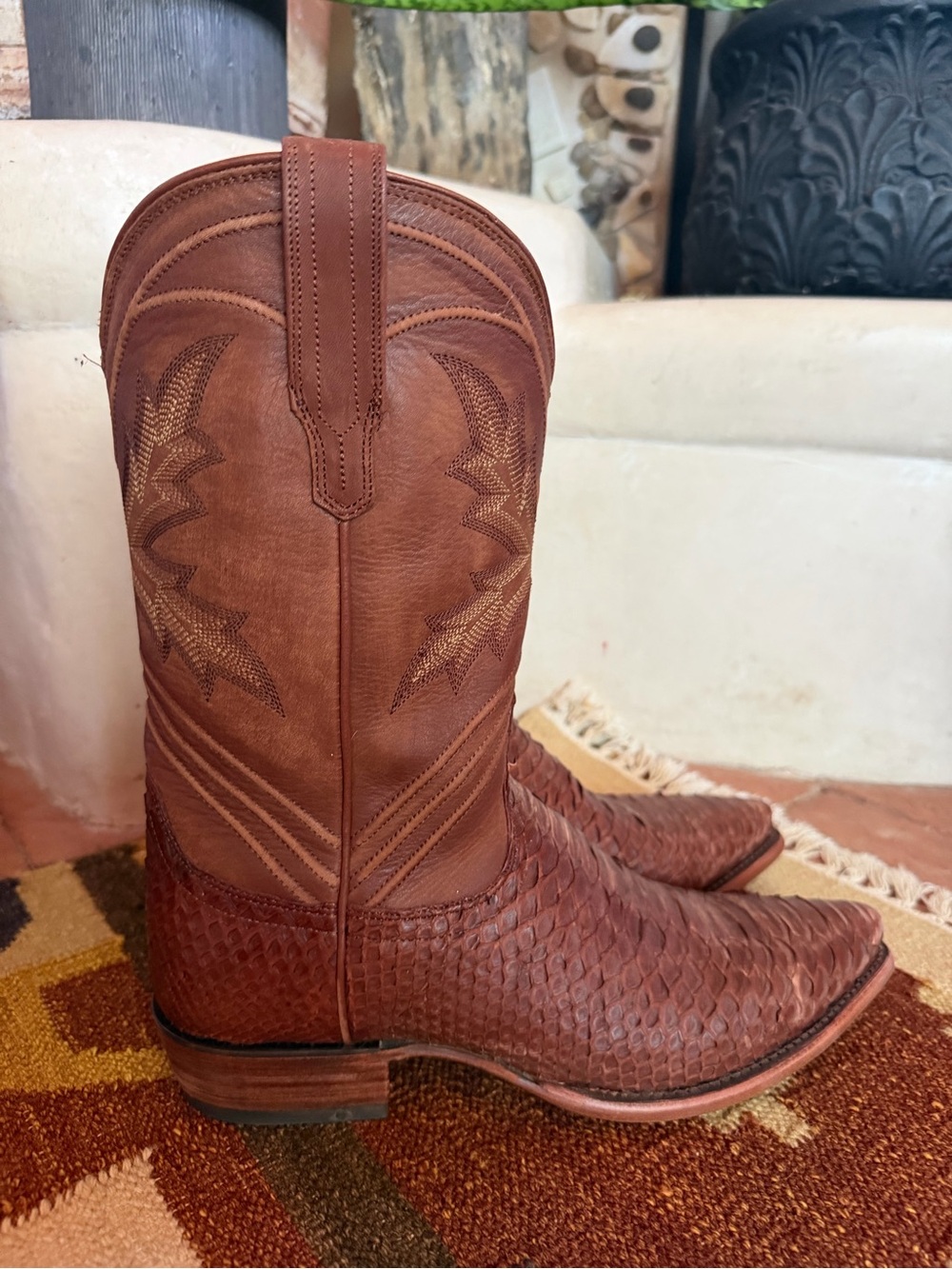 Tecovas Barrett Brick Snip Toe Python Skin  Cowboy Boots Mens 10 D